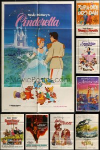 7s0383 LOT OF 11 FOLDED WALT DISNEY ONE-SHEETS 1970s-1980s from animated & live action movies!