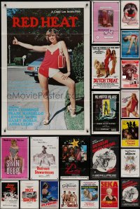 7s0720 LOT OF 48 FORMERLY TRI-FOLDED SEXPLOITATION ONE-SHEETS 1970s-1980s sexy images with nudity!