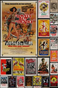 7s0365 LOT OF 25 FOLDED KUNG FU ONE-SHEETS 1970s-1980s great images from martial arts movies!