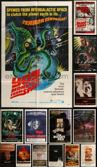 7s0373 LOT OF 19 FOLDED HORROR ONE-SHEETS 1970s-1980s great images from several scary movies!
