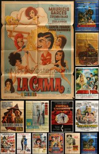 7s0237 LOT OF 20 FOLDED MEXICAN AND SPANISH POSTERS 1970s-1980s a variety of cool movie images!