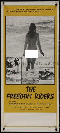 7t0010 FREEDOM RIDERS Aust daybill 1972 completely naked Aussie surfer girl, yellow border design!