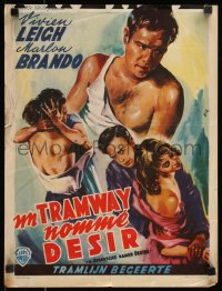 7t0086 STREETCAR NAMED DESIRE Belgian 1952 different art of Brando & Leigh by Wik, Elia Kazan!