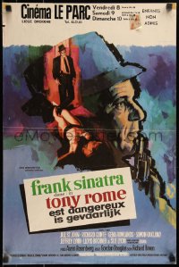 7t0089 TONY ROME Belgian 1967 Ray art of Frank Sinatra as private eye + sexy half-naked girl on bed!