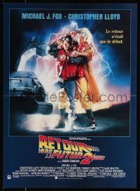 7t0297 BACK TO THE FUTURE II French 16x22 1989 Michael J. Fox & Christopher Lloyd by Drew Struzan!