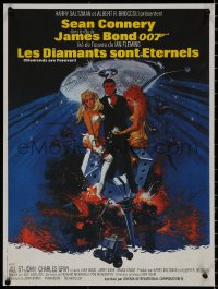7t0310 DIAMONDS ARE FOREVER French 17x22 R1980s Sean Connery as James Bond 007 by Robert McGinnis!