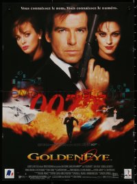 7t0322 GOLDENEYE French 16x21 1995 Pierce Brosnan as secret agent James Bond 007, cool montage!
