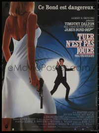 7t0334 LIVING DAYLIGHTS French 15x20 1987 Tim Dalton as James Bond & sexy Maryam d'Abo w/gun!