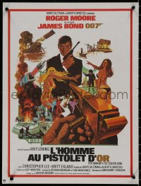 7t0336 MAN WITH THE GOLDEN GUN French 16x21 R1980s art of Roger Moore as James Bond by McGinnis!