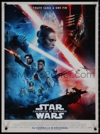 7t0347 RISE OF SKYWALKER advance French 16x21 2019 Star Wars, Ridley, Hamill, Fisher, cast montage!