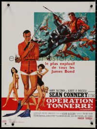 7t0360 THUNDERBALL French 16x21 R1980s art of Sean Connery as James Bond 007 by McGinnis & McCarthy!