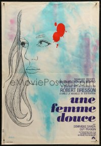 7t0365 UNE FEMME DOUCE French 15x22 1969 Robert Bresson's Une femme douce, wonderful art by Chica!
