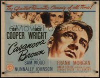 7t0384 CASANOVA BROWN 1/2sh 1944 art of Gary Cooper & Teresa Wright, greatest romantic comedy of all!