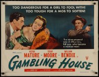 7t0407 GAMBLING HOUSE style A 1/2sh 1951 art of Victor Mature lusting after Terry Moore, William Bendix!