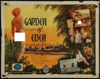 7t0408 GARDEN OF EDEN 1/2sh 1954 Florida nudist camp on the beach, wonderful sexy artwork!