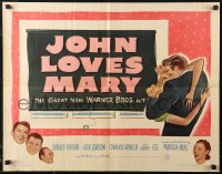 7t0422 JOHN LOVES MARY 1/2sh 1949 Ronald Reagan, Jack Carson, Patricia Neal, romantic artwork!