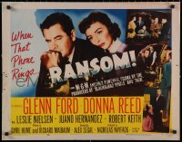 7t0454 RANSOM style B 1/2sh 1956 great montage with Glenn Ford & Donna Reed, Leslie Nielsen!