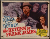 7t0455 RETURN OF FRANK JAMES 1/2sh R1945 great image of outlaw Henry Fonda & Tierney, Fritz Lang!
