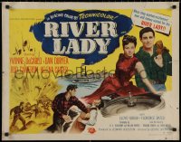 7t0456 RIVER LADY style B 1/2sh 1948 Yvonne De Carlo, Rod Cameron, brawling story of the lusty Mississippi!