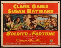 7t0467 SOLDIER OF FORTUNE 1/2sh 1955 art of Clark Gable with gun, plus sexy Susan Hayward!