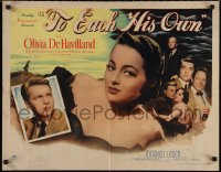 7t0484 TO EACH HIS OWN style A 1/2sh 1946 great close up of pretty Olivia de Havilland & John Lund!