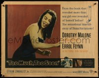 7t0485 TOO MUCH, TOO SOON 1/2sh 1958 Errol Flynn, sexy Dorothy Malone as Diana Barrymore!