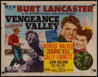 7t0488 VENGEANCE VALLEY style A 1/2sh 1951 close-up art of Burt Lancaster & Joanne Dru!