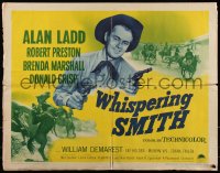 7t0496 WHISPERING SMITH style B 1/2sh R1956 Alan Ladd's first in Technicolor, cool cowboy images!