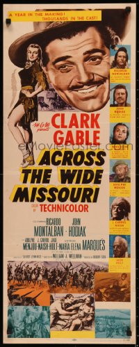 7t0503 ACROSS THE WIDE MISSOURI insert 1951 art of smiling Clark Gable & sexy Maria Elena Marques!