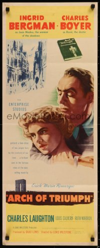 7t0505 ARCH OF TRIUMPH insert 1947 Ingrid Bergman, Charles Boyer, novel by Erich Maria Remarque