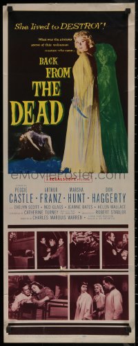 7t0508 BACK FROM THE DEAD insert 1957 Peggie Castle lived to destroy, cool sexy horror art & image!