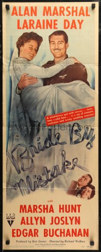 7t0518 BRIDE BY MISTAKE insert 1944 Alan Marshal, Laraine Day, Marsha Hunt, WWII Home Front!