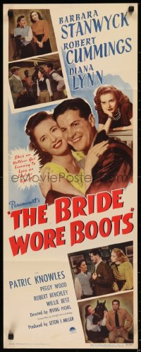7t0520 BRIDE WORE BOOTS insert 1946 romantic close up of Barbara Stanwyck & Robert Cummings!