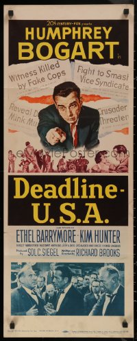 7t0532 DEADLINE-U.S.A. insert 1952 newspaper editor Humphrey Bogart, best journalism movie ever!