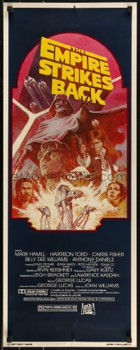 7t0543 EMPIRE STRIKES BACK insert R1982 George Lucas classic, cool montage art by Tom Jung!