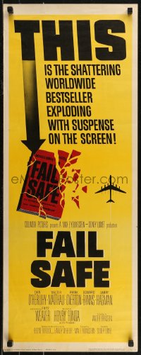 7t0547 FAIL SAFE insert 1964 shattering worldwide bestseller directed by Sidney Lumet!