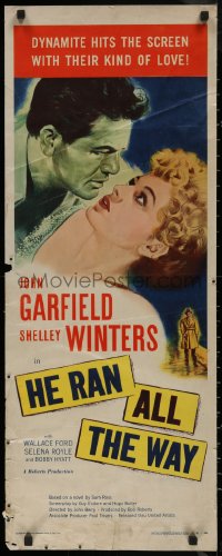 7t0560 HE RAN ALL THE WAY insert 1951 John Garfield & Shelley Winters have a dynamite kind of love!