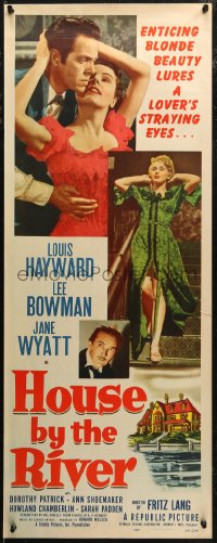 7t0565 HOUSE BY THE RIVER insert 1950 Fritz Lang, enticing blonde beauty lures lover's straying eyes!