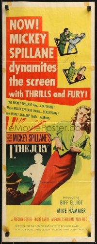 7t0568 I, THE JURY 2D insert 1953 Mickey Spillane, great images of sexy girl stripping!