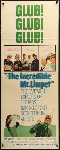 7t0572 INCREDIBLE MR. LIMPET insert 1964 wacky Don Knotts turns into a cartoon fish!