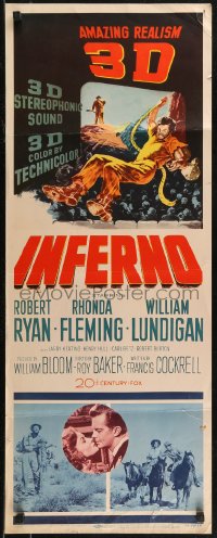 7t0573 INFERNO 3D insert 1953 cool artwork of Robert Ryan, Lundigan & sexy Rhonda Fleming!
