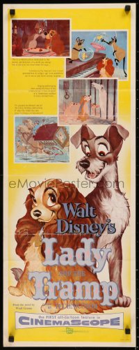 7t0581 LADY & THE TRAMP insert 1955 Disney classic dog cartoon, includes the spaghetti scene!