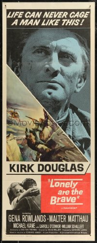 7t0588 LONELY ARE THE BRAVE insert 1962 Kirk Douglas classic, who was strong enough to tame him?