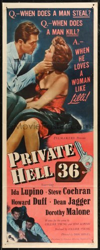 7t0607 PRIVATE HELL 36 insert 1954 sexy Ida Lupino makes men steal and kill, directed by Don Siegel!