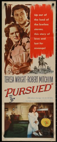 7t0610 PURSUED insert 1947 great full-length image of Robert Mitchum & Teresa Wright!