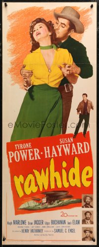 7t0611 RAWHIDE insert 1951 Tyrone Power & pretty Susan Hayward in western action!