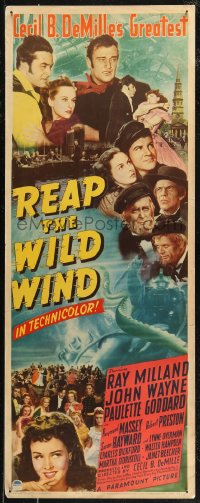 7t0612 REAP THE WILD WIND insert 1942 John Wayne, Ray Milland, sexy Paulette Goddard!