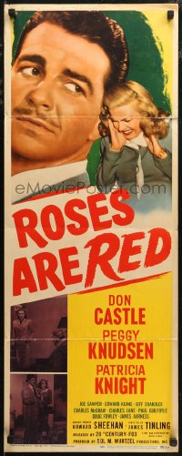 7t0615 ROSES ARE RED insert 1947 Don Castle, Peggy Knudsen, the heart-blood of murder!