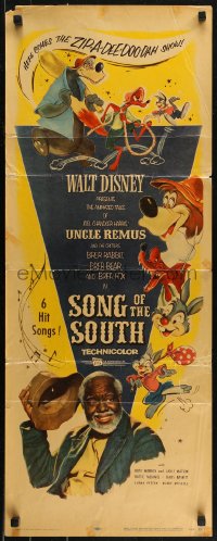 7t0628 SONG OF THE SOUTH insert R1956 Walt Disney, Uncle Remus, Br'er Rabbit & Br'er Bear!