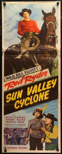 7t0634 SUN VALLEY CYCLONE insert 1946 Wild Bill Elliott as Red Ryder w/young Robert Blake!